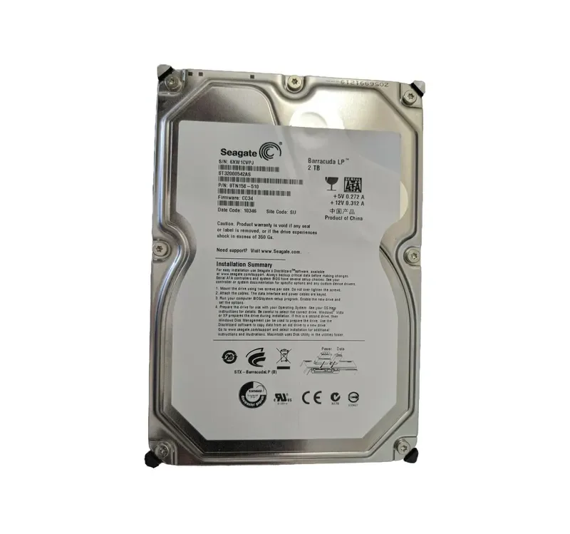 ST32000542AS - Seagate BarraCuda 2TB 5900RPM SATA 3Gb/s 32MB Cache 3.5-inch Hard Drive