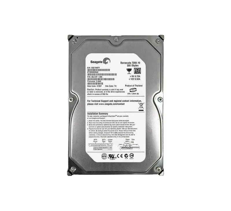 ST3200820AS - Seagate BarraCuda 200GB 7200RPM SATA 3Gb/s 8MB Cache SERIAL ATA-300 3.5-inch Hard Drive