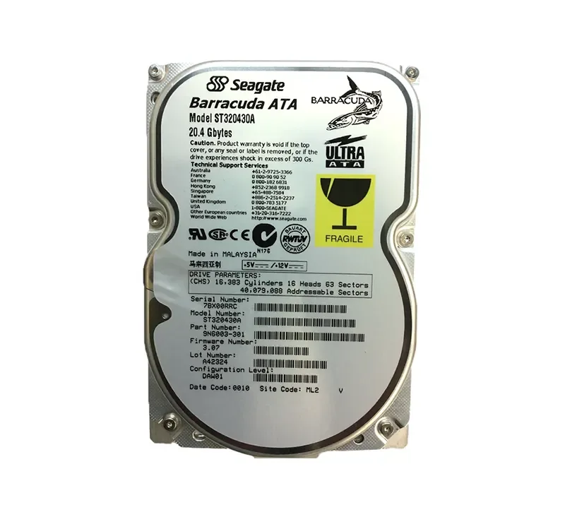 ST320430A - Seagate BarraCuda 20.4GB 7200RPM ATA-66 512KB Cache 3.5-inch Hard Drive