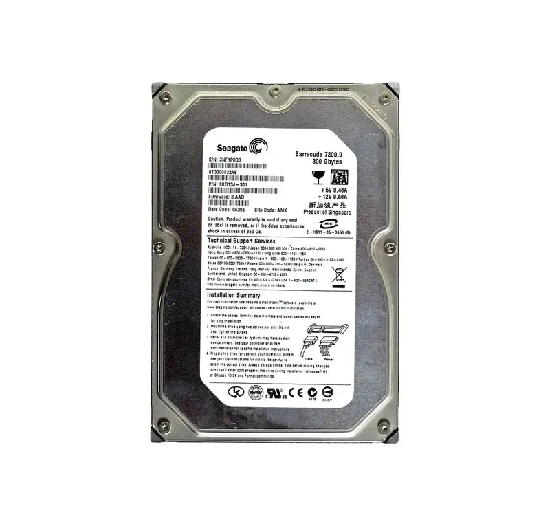 ST3300822AS - Seagate BarraCuda 7200.9 300GB 7200RPM SATA 3Gb/s 8MB Cache 3.5-inch Hard Drive