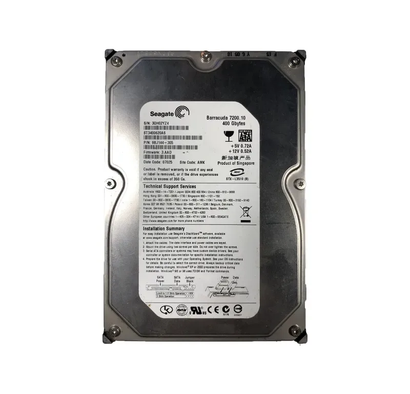 ST3400620AS - Seagate BarraCuda 400GB 7200RPM SATA 3Gb/s 16MB Cache Hard Drive