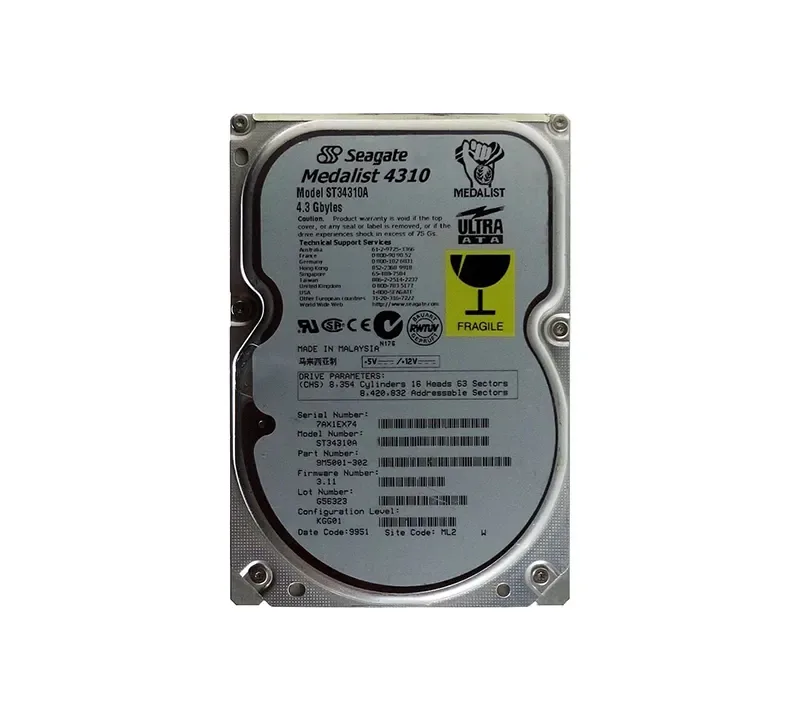 ST34310A - Seagate Medalist 4310 4.3GB 5400RPM ATA-33 512KB Cache 3.5-inch Hard Drive