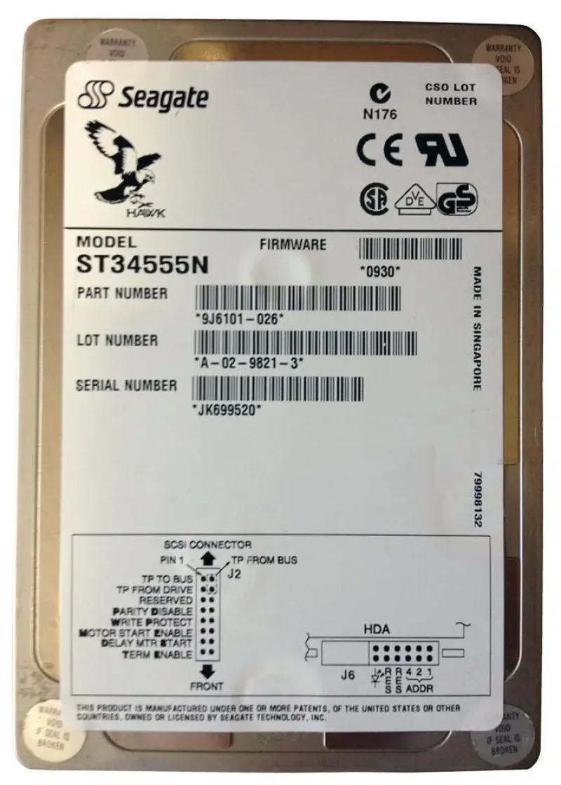 ST34555N - Seagate 4GB 7200RPM Ultra SCSI 3.5-inch Hard Drive