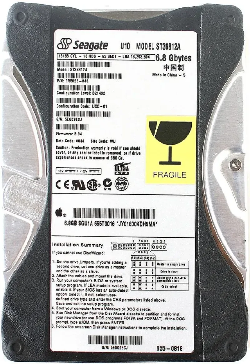 ST36812A - Seagate U10 6.8GB 5400RPM ATA-66 512KB Cache 3.5-inch Hard Drive