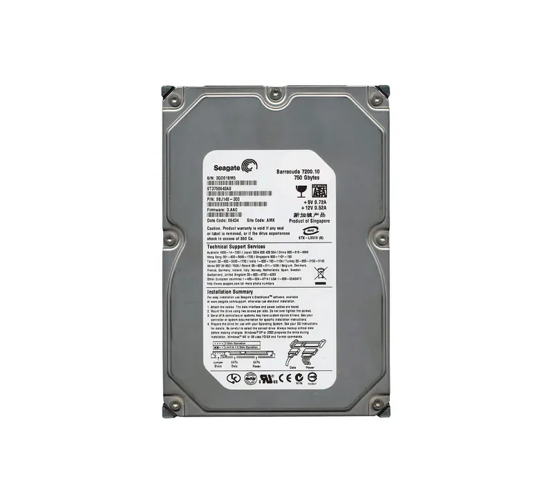 ST3750640AS - Seagate BarraCuda 7200.1 750GB 7200RPM SATA 3Gb/s 16MB Cache 3.5-inch Hard Drive
