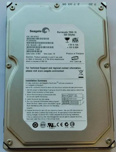 ST3750840A - Seagate BarraCuda 7200.1 750GB 7200RPM ATA-100 8MB Cache 3.5-inch Hard Drive