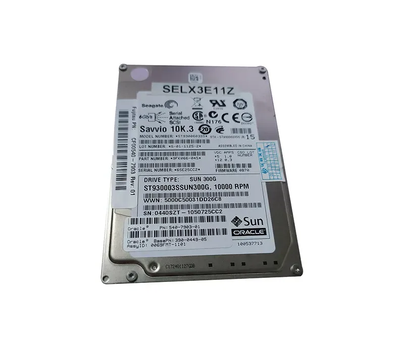 ST930003SSUN300G Sun 300GB 10000RPM SAS 6Gb/s Hot-Pluggable 16MB Cache 2.5-inch Hard Drive