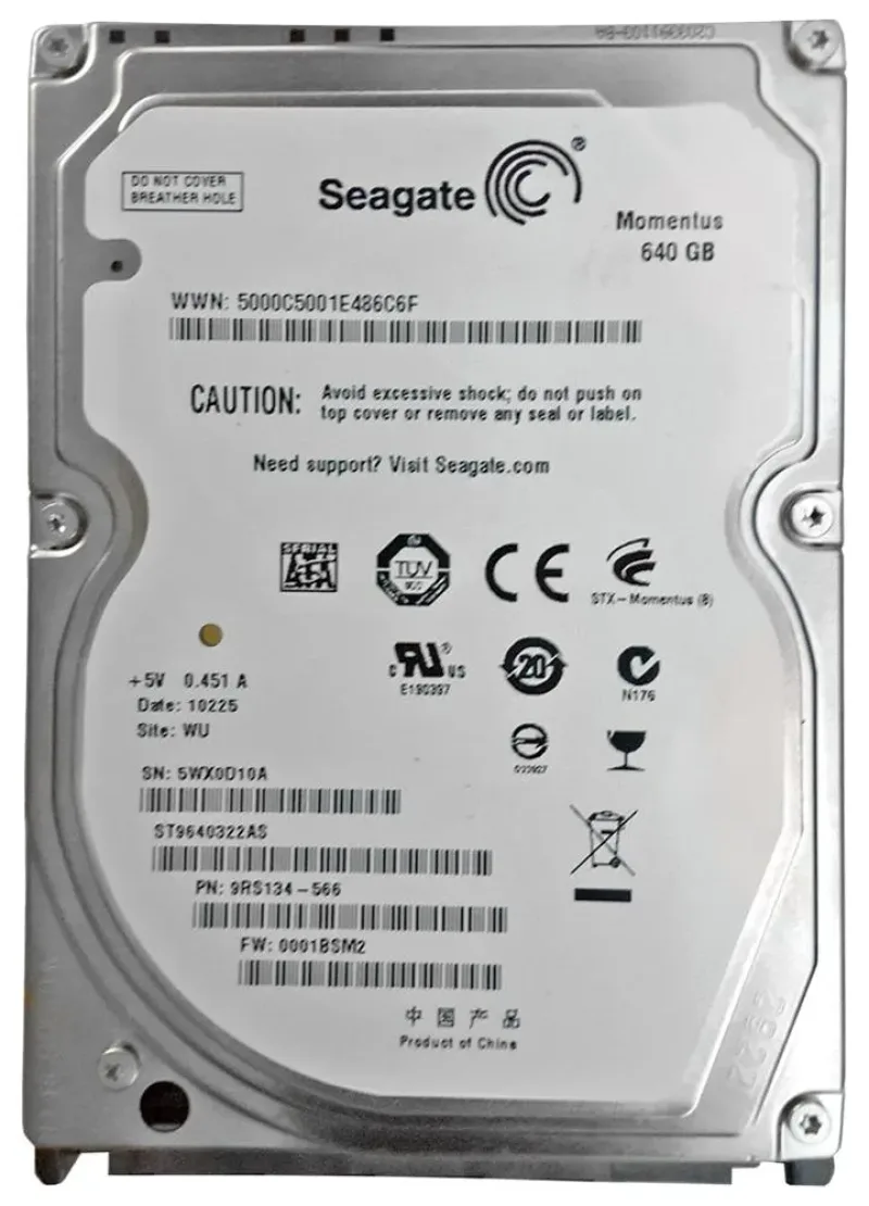 ST9640322AS - Seagate 640GB 5400RPM SATA 3Gb/s 2.5-inch Hard Drive