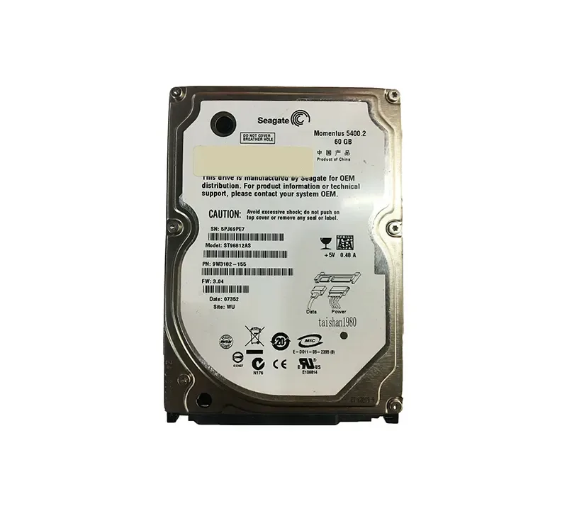 ST96812AS - Seagate Momentus 60GB 5400RPM SATA 3Gb/s 8MB Cache 2.5-inchI Hard Drive