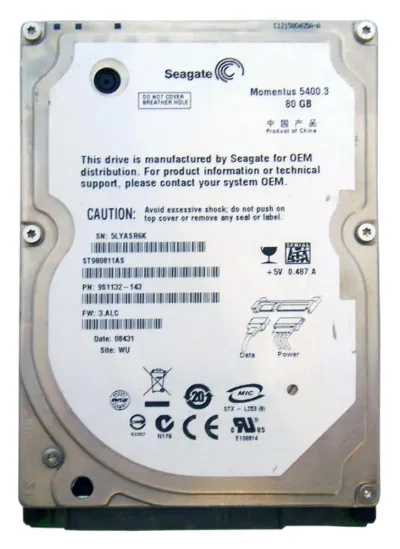 ST980811AS - Seagate Momentus 80GB 5400RPM SATA 1.5Gb/s 8MB Cache 2.5-inch Hard Drive