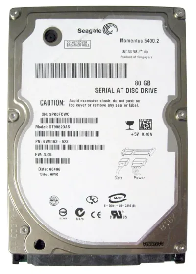 ST98823AS - Seagate 80GB 5400RPM SERIAL ATA-150 SATA 8MB Cache 2.5-inch Hard Drive