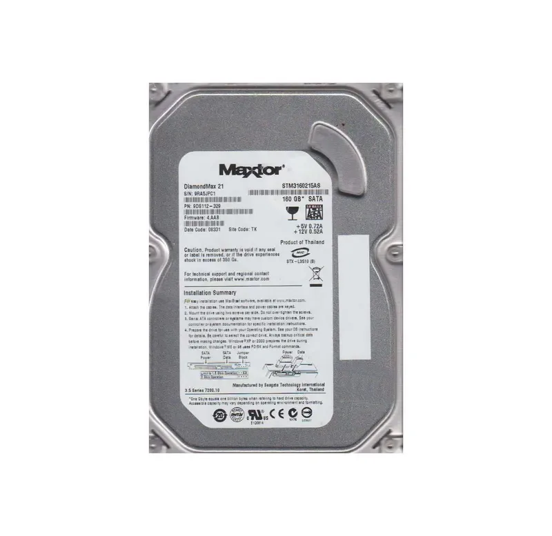 STM3160215AS - Maxtor DiamondMax 21 160GB 7200RPM SATA 3Gb/s 2MB Cache 3.5-inch Hard Drive