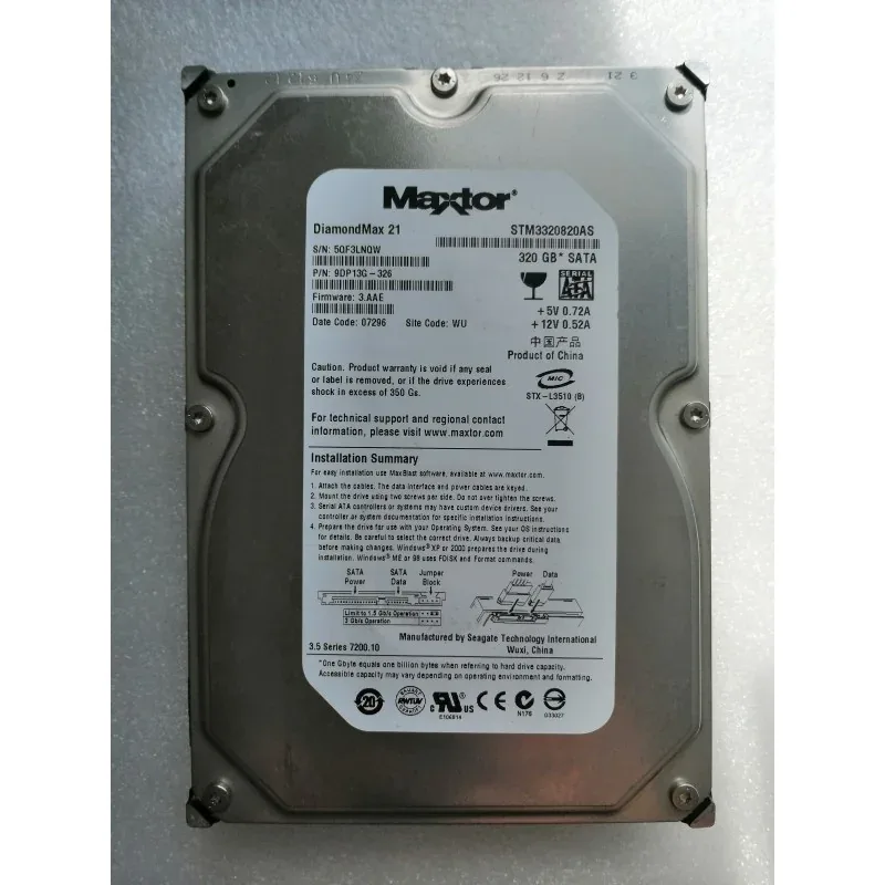 Seagate STM3320820AS DiamondMax 21 320GB 7200RPM SATA 3Gb/s 8MB Cache 3.5-Inch Hard Drive. In Stock