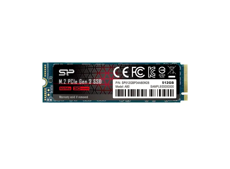 SU512GBP34A80M28AB - Silicon Power P34A80 512GB PCI Express 3.0 NvMe x4 M.2 2280 Solid State Drive