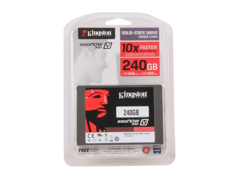 Kingston SV300S3D7/240G Ssdnow V300 240GB SATA 6GB/s 2.5-inch Internal Solid State Drive Desktop Upgrade Kit