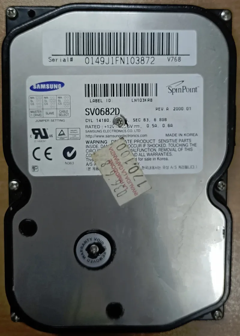 Samsung SV8004H/TGM Spinpoint V40 80GB 5400RPM ATA-100 2MB Cache 3.5-inch Hard Drive