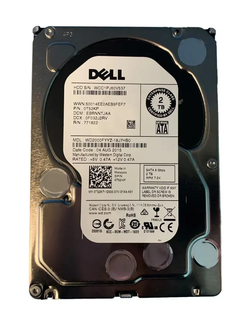 T52KP - Dell 2TB 7200RPM SATA 6Gb/s 3.5-inch Hard Drive