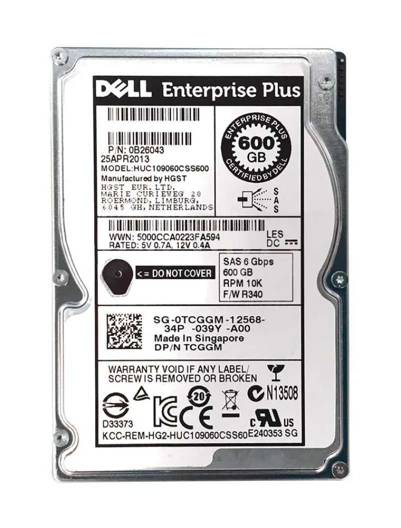 TCGGM - Dell 600GB 10000RPM SAS 6Gb/s 2.5-inch Hard Drive
