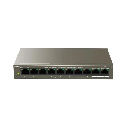 TEF1110P-8-102W - Tenda 8-Port 10/100Mbps+2 Gigabit Desktop Switch With 8-Port PoE
