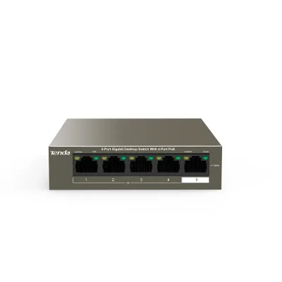 TEG1105P-4-63W - Tenda 5-Port Gigabit Desktop Switch with 4-Port PoE