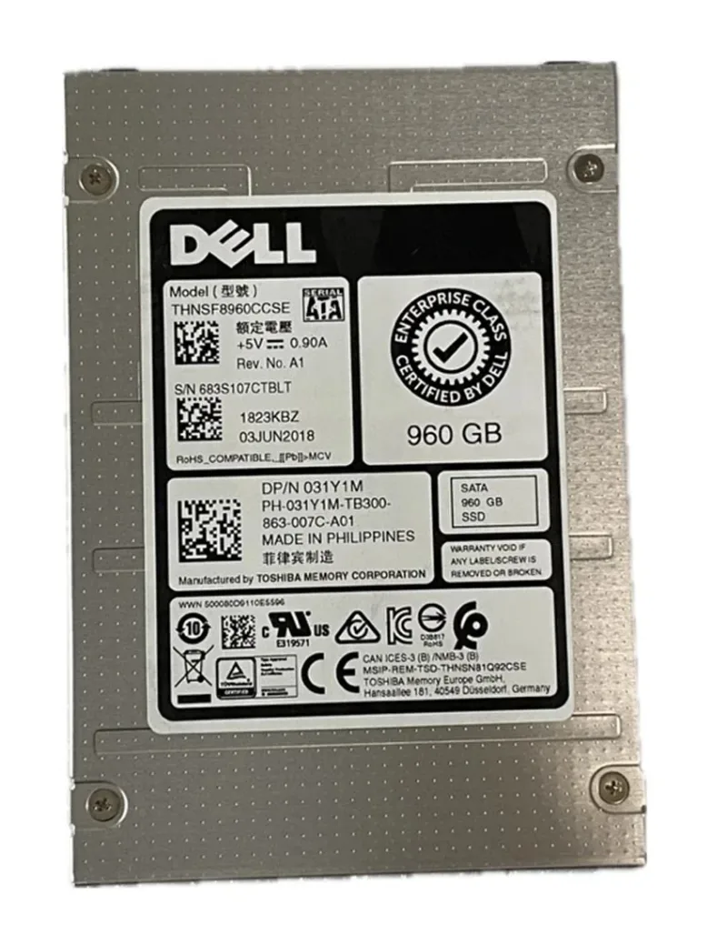 Toshiba THNSF8960CCSE 960GB SATA 6Gb/s Multi-Level Cell Read Intensive 2.5-inch Solid State Drive. In Stock