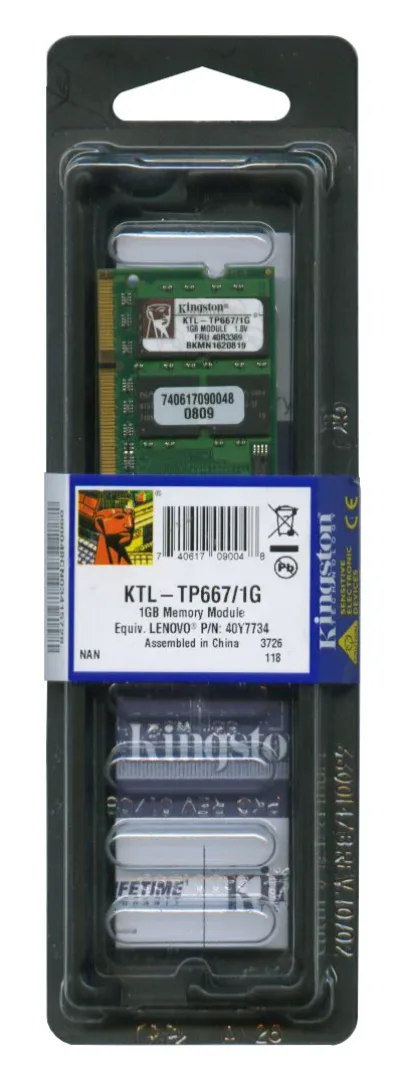 Kingston TP667/1G 1GB DDR2-667MHz PC2-5300 non-ECC Unbuffered CL5 200-Pin SoDimm Memory Module