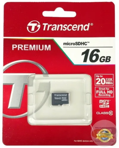 TRN-TS16GUSDC10 - Transcend 8GB Class 10 microSDHC Flash Memory Card
