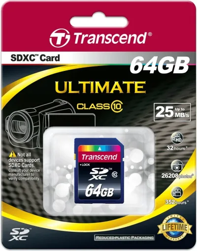 TRN-TS64GSDXC10 - Transcend 64GB Class 10 SDXC Flash Memory Card