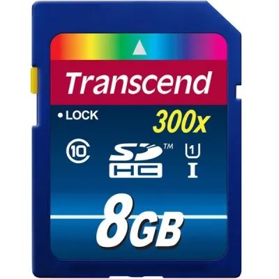 TRN-TS8GSDU1 - Transcend Premium 8GB 300x Class 10 SDHC UHS-I Flash Memory Card