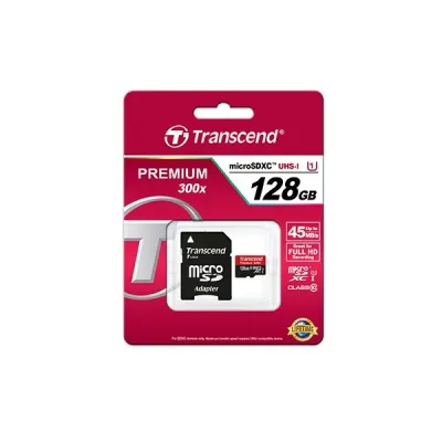 TS128GUSDU1 - Transcend Premium 128GB 300x microSDXC UHS-I Flash Memory Card