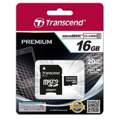 TS16GUSDHC10-C3 - Transcend 16GB Class 10 microSDHC Flash Memory Card