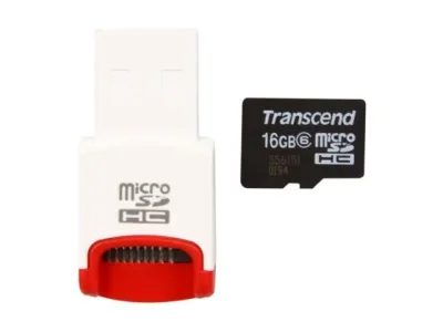 TS16GUSDHC6-P3 - Transcend 16GB Class 6 microSDHC Flash Memory Card with P3 Card Reader
