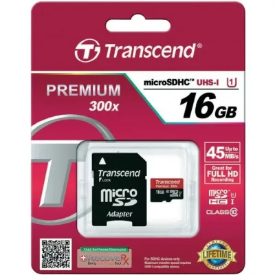 TS16GUSDU1-B2 - Transcend 16GB Class 10 microSDHC UHS-I Flash Memory Card