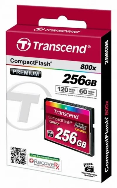 TS256GCF800 - Transcend 256GB 800x CompactFlash (CF) Memory Card