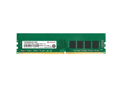TS3200HLB-16G - Transcend 16GB 3200 MHz PC4-25600 Non-ECC Unbuffered CL22 288-Pin DIMM 1.2V Memory Module