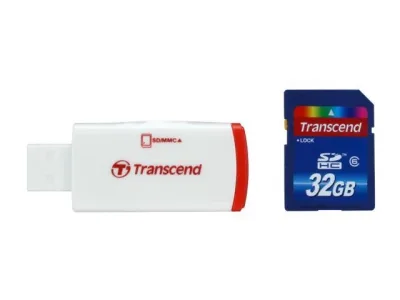 TS32GSDHC6-P2 - Transcend 32GB Class 6 SDHC Flash Memory Card with RDP2 Card Reader