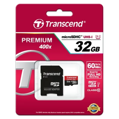 TS32GUSDU1E - Transcend 32GB Premium 300X Class 10 microSDHC Flash Memory Card