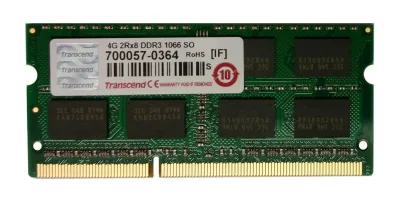 TS4GAP1066S - Transcend 4GB DDR3-1066MHz PC3-8500 non-ECC Unbuffered CL7 204-Pin SoDimm Dual Rank Memory Module