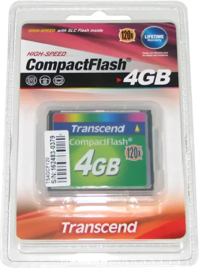 TS4GCF120-P - Transcend 4GB PIO Fix Mode Type-I CompactFlash (CF) Memory Card