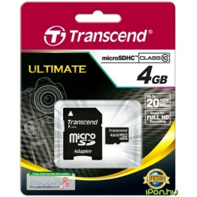 TS4GUSDC10 - Transcend 4GB Class 10 microSDHC Flash Memory Card