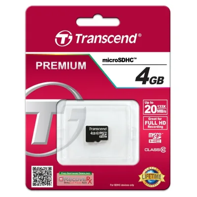 TS4GUSDHC10-D4 - Transcend 4GB Class 10 microSDHC Flash Memory Card