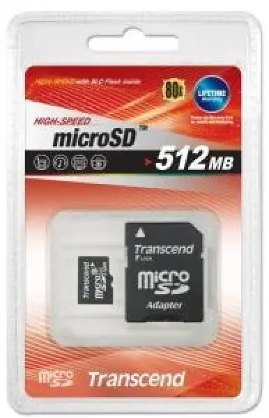 TS512MUSD80 - Transcend 512MB 80x microSD Flash Memory Card