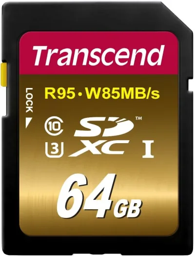 TS64GSDU3X - Transcend 64GB Class 10 SDXC UHS-I Flash Memory Card