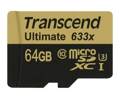 TS64GUSDU3 - Transcend 64GB 633x Class 10 microSDXC UHS-I U3 Flash Memory Card