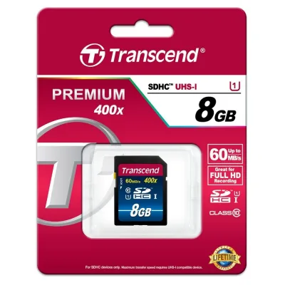 TS8GSDU1 - Transcend 8GB 300x Class 10 SDHC UHS-I Flash Memory Card