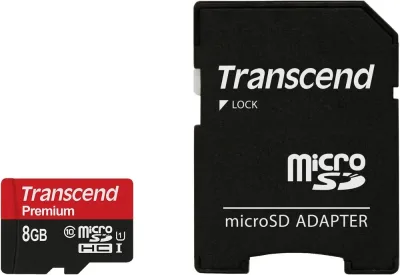 TS8GUSDU1 - Transcend 8GB Class 10 microSDHC UHS-I Flash Memory Card