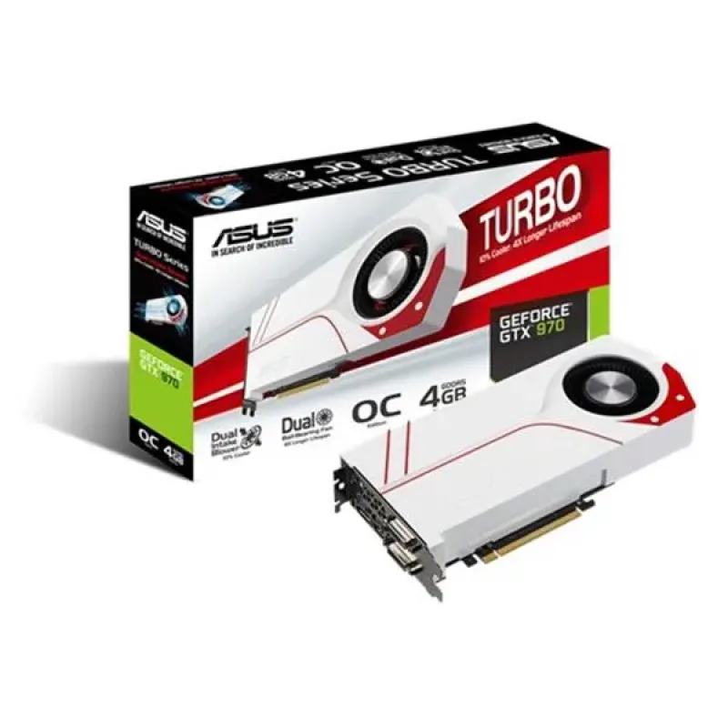 TURBO-GTX970-OC-4GD5 - ASUS Nvidia Turbo GeForce GTX 970 4GB GDDR5 256-Bit PCI Express 3.0 Video Graphics Card