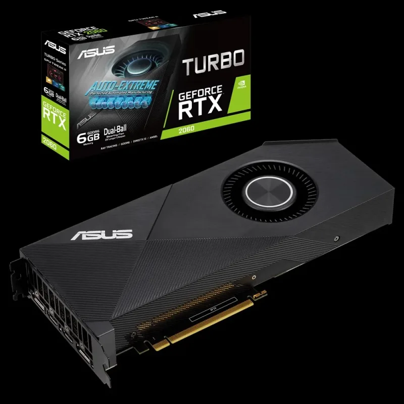 TURBO-RTX2060-6G Asus NVIDIA GeForce RTX 2060 Turbo Edition 6GB GDDR6 2HDMI/2DisplayPort PCI-Express Video Card