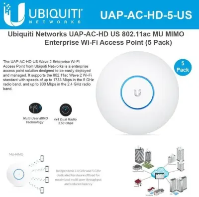 UAP-AC-HD-5 - Ubiquiti AC HD Wave 2 Dual Band Wireless Access Point 5-Pack