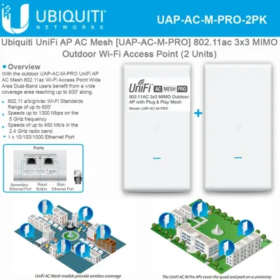 UAP-AC-M-PRO - Ubiquiti AC Mesh Pro Wave 1 Dual Band Wireless Access Point